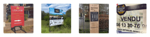 Différents exemples de signalétiques extérieures.